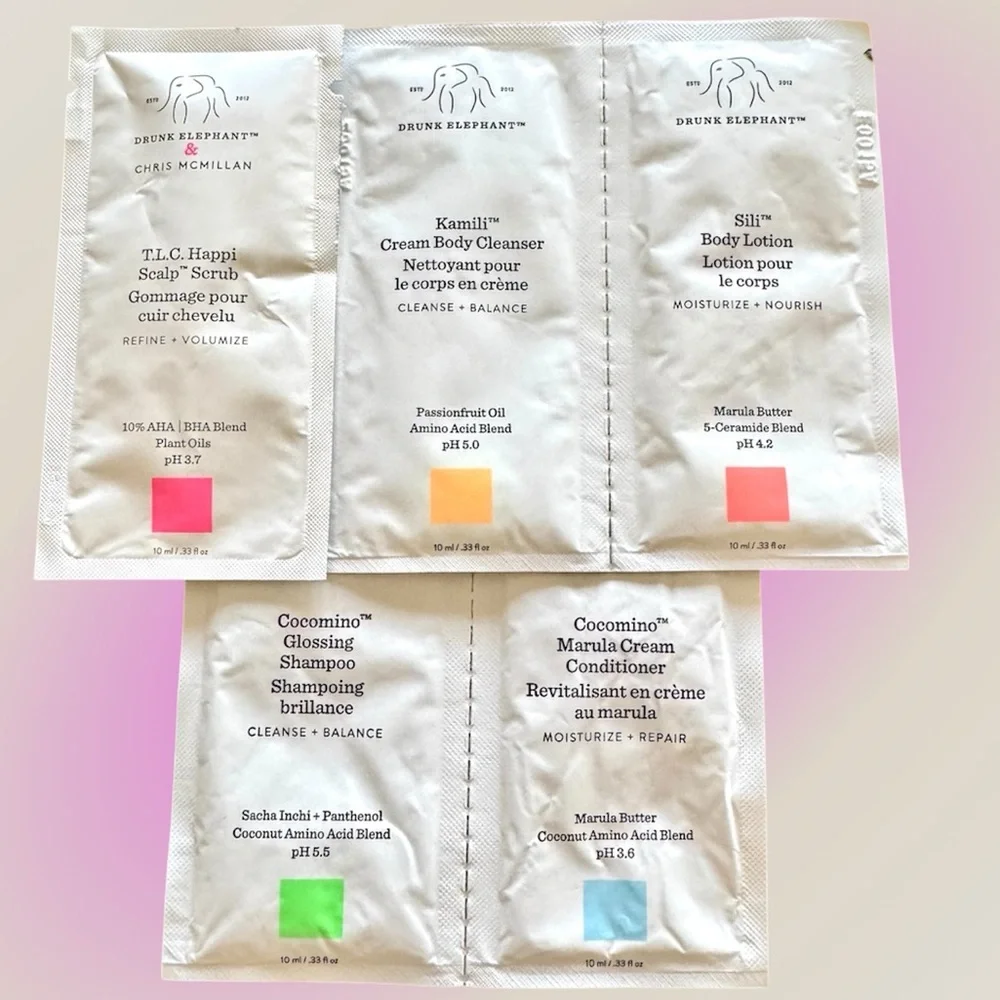 Drunk Elephant  Cocomino Shampoo, Conditioner, Scalp Scrub Lotion & Cleanser Set